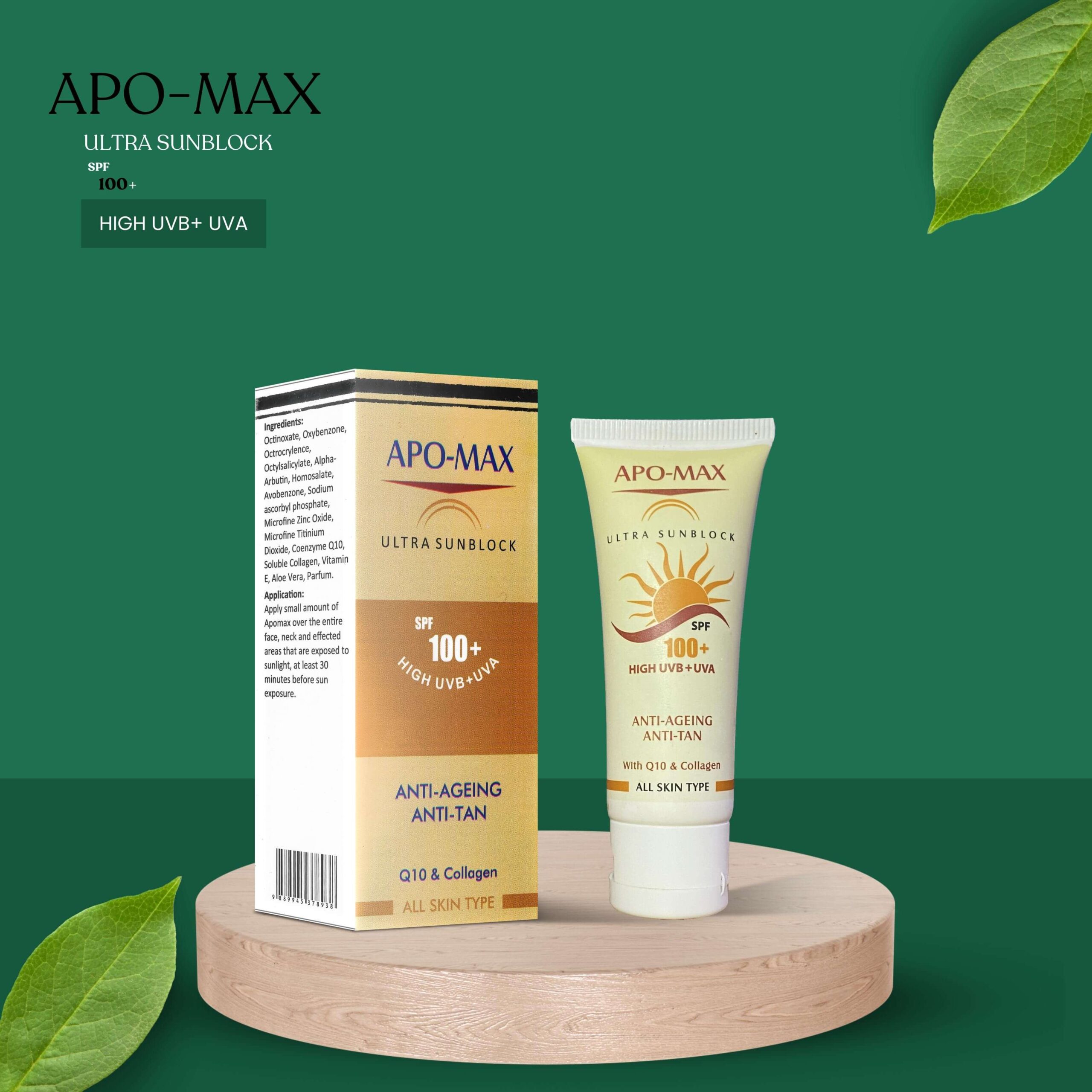APOMAX Ultra Sunblock, Pakistans best medicated Sunblock , Pakistan's best medicated sunblock , Pakistan's best sunblock.